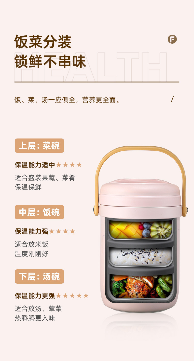 304 stainless steel vacuum insulated lunch box, large-capacity multi-layer insulated bucket for office workers, student lunch box, pot pic 6