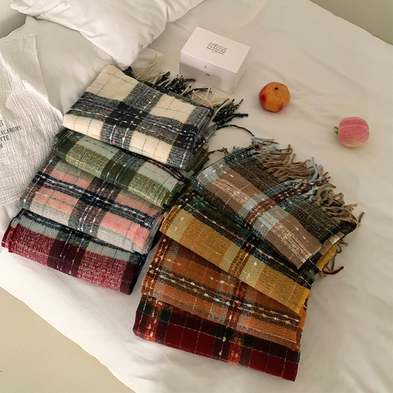 New InS-style high-end scarves for autumn and winter, striped checkered color-blocked warm scarves, starry sky scarves pic 11