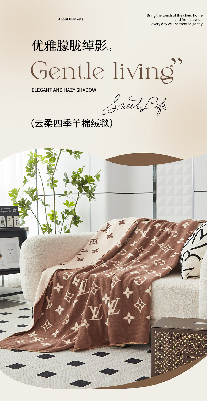 The new wool fleece is soft and comfortable. It features a simple design and is available in various specifications for office naps and car multi-functional blankets pic 1