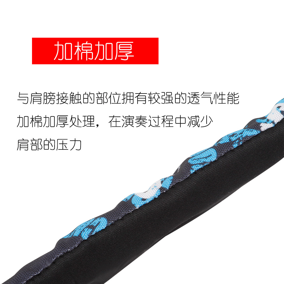 The guitar strap is made of cotton, thickened and widened, adjustable leather strap, pressure-reducing strap, and blue and white star bass shoulder strap pic 7