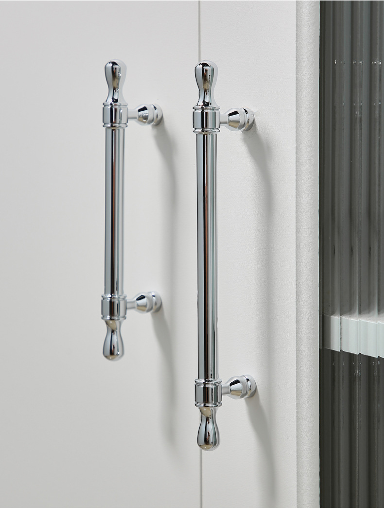 黄铜法式银色镀铬衣柜门拉手现代奶油风轻奢圆球单孔橱柜抽屉把手详情14