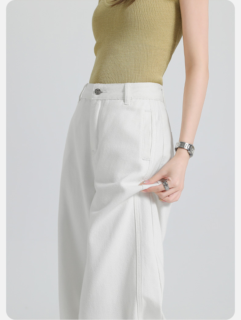 Summer white Tissel crescent-cut wide-leg pants are versatile and slimming. They feature a three-dimensional pocket design with folded edges and are high-quality long pants pic 10