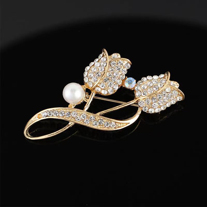 韩版质感胸针女高级感合金胸花轻奢小众镶钻固定防走光别针大衣饰详情4