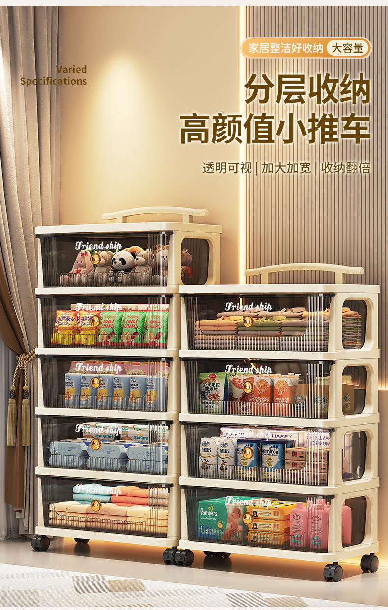 Drawer-type storage cabinet, multi-layer organizing cabinet, storage cabinet, home living room snack cabinet, trolley, storage rack, movable pic 2