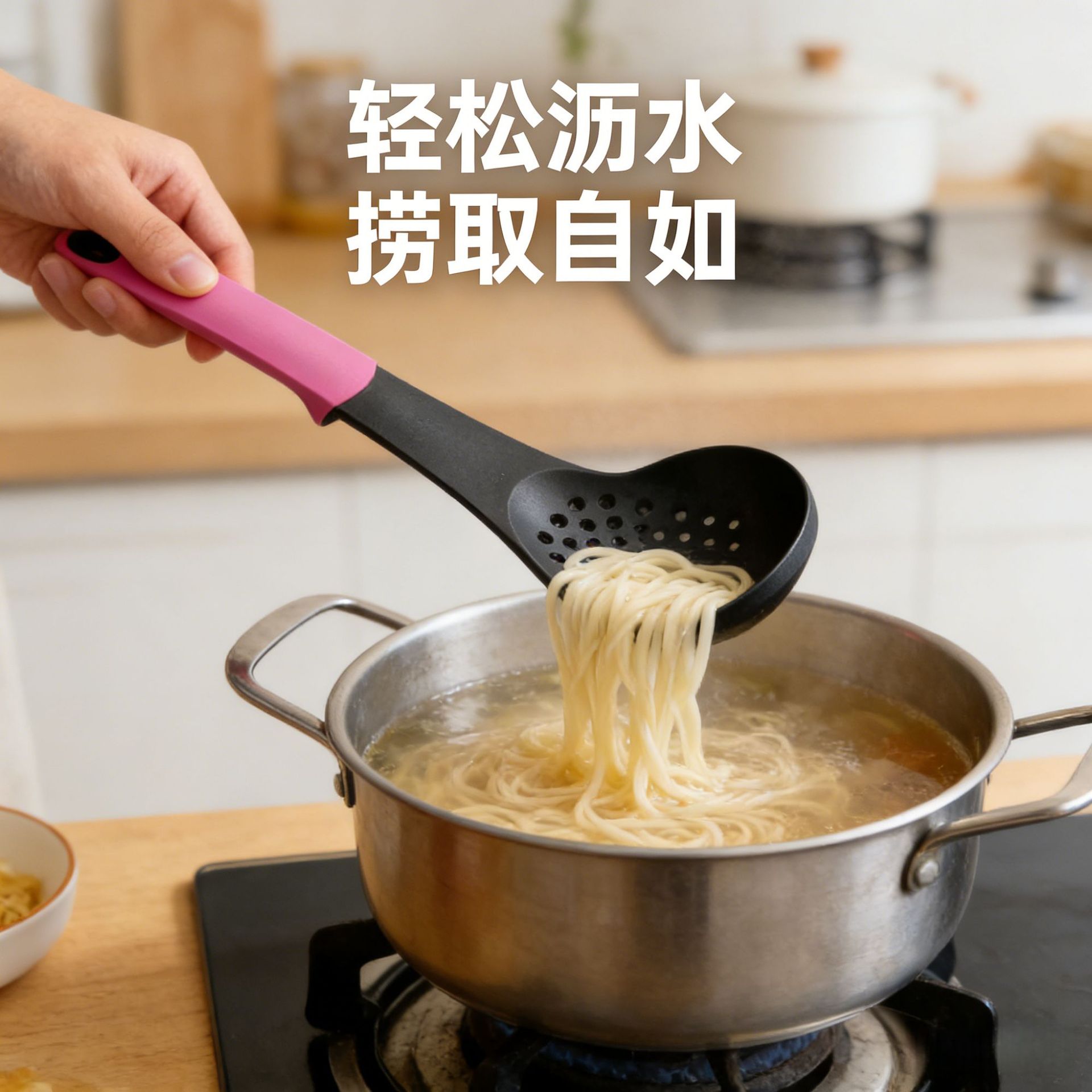 7件套带座尼龙厨具 彩色手柄烹饪铲勺厨具套装厨房小工具不沾锅详情5