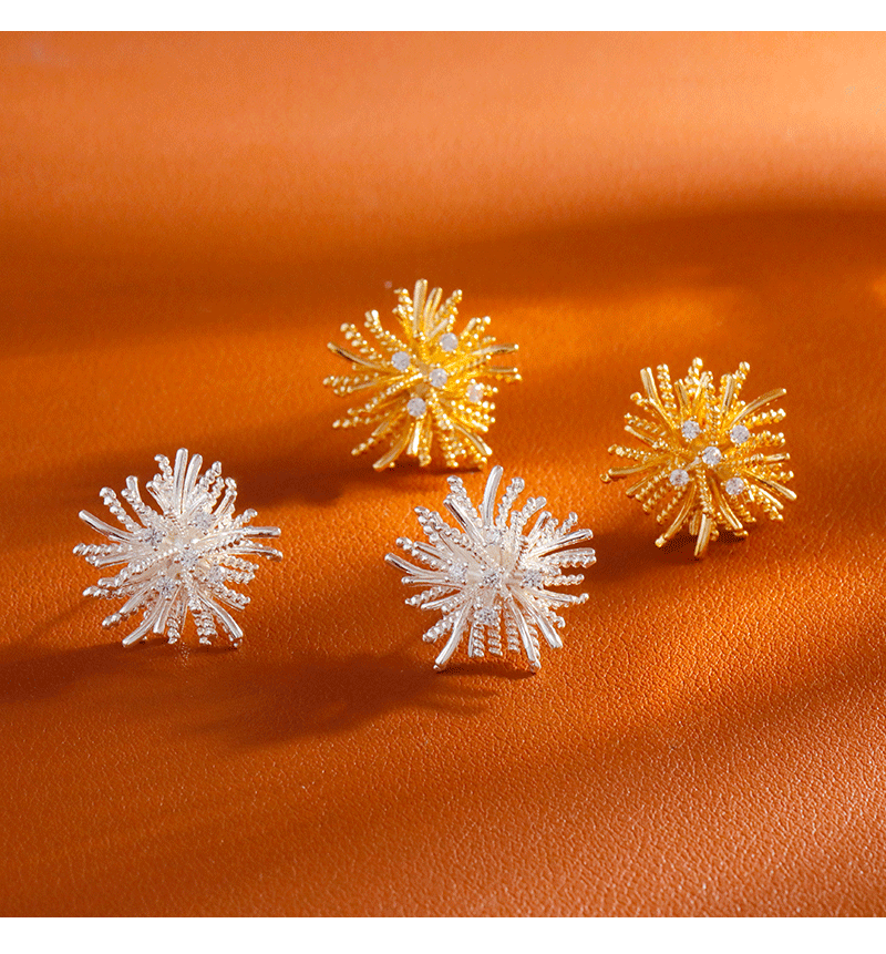 Hyacinth925 silver needle unique design, fashionable and exquisite dandelion stud earrings, fashionable and versatile for commuting, high-end earrings and earrings pic 5