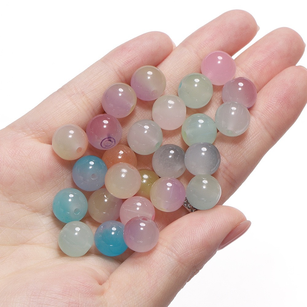 果冻色仿玉石珠子玻璃琉璃圆珠散珠手工diy发簪手链项链耳饰材料详情3