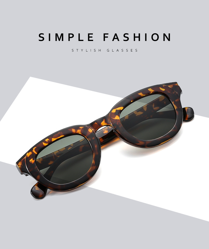 2024夏季新品跨境太阳镜时尚简约几何圆形个性穿搭墨镜防蓝光眼镜详情3