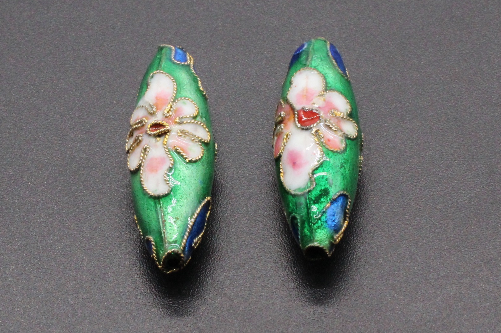 Traditional high-temperature enamel DIY jewelry accessories, cloisonne with beads, filigree, silver blue, 27*9 jujube pits pic 7