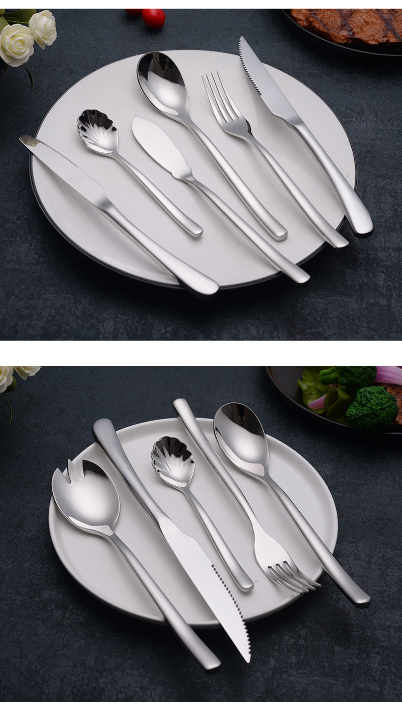 精致西式简约加厚方柄餐刀不锈钢西餐叉勺餐具牛排刀叉勺子详情12