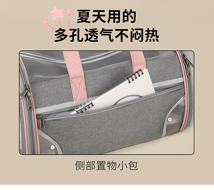 Cat bag, portable handbag for going out, breathable, spacious, fashionable dog bag, hand-held, space-style pet bag pic 9