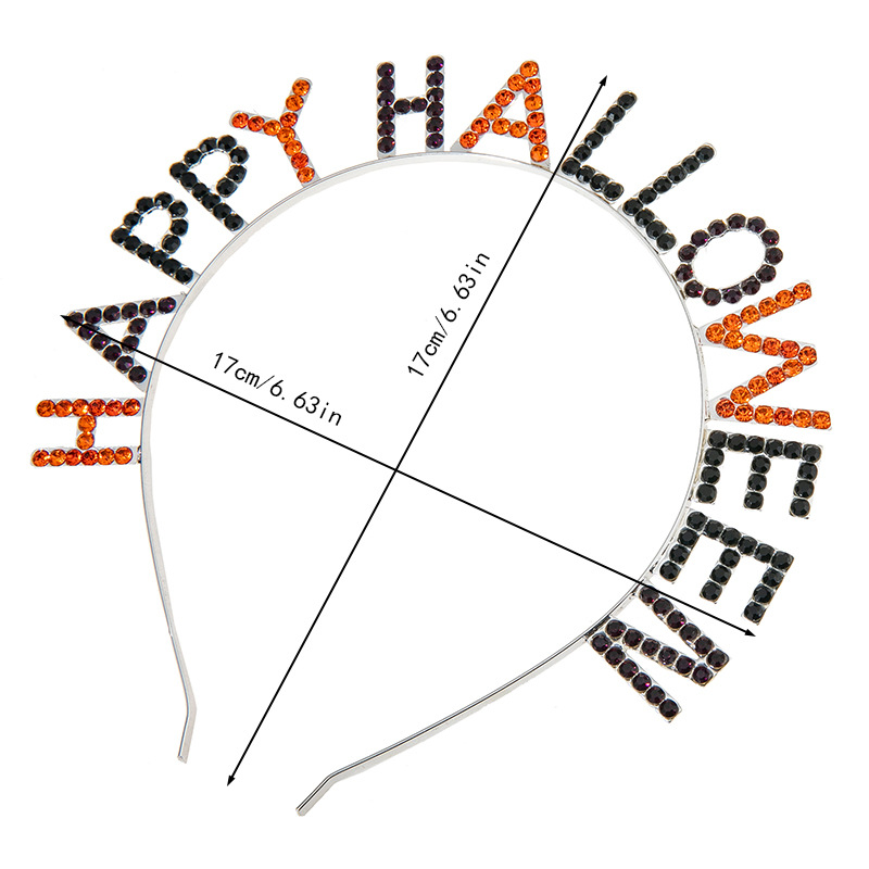 欧美跨境万圣节快乐 HAPPY HALLOWEEN 字母彩色水钻发箍派对发饰详情4