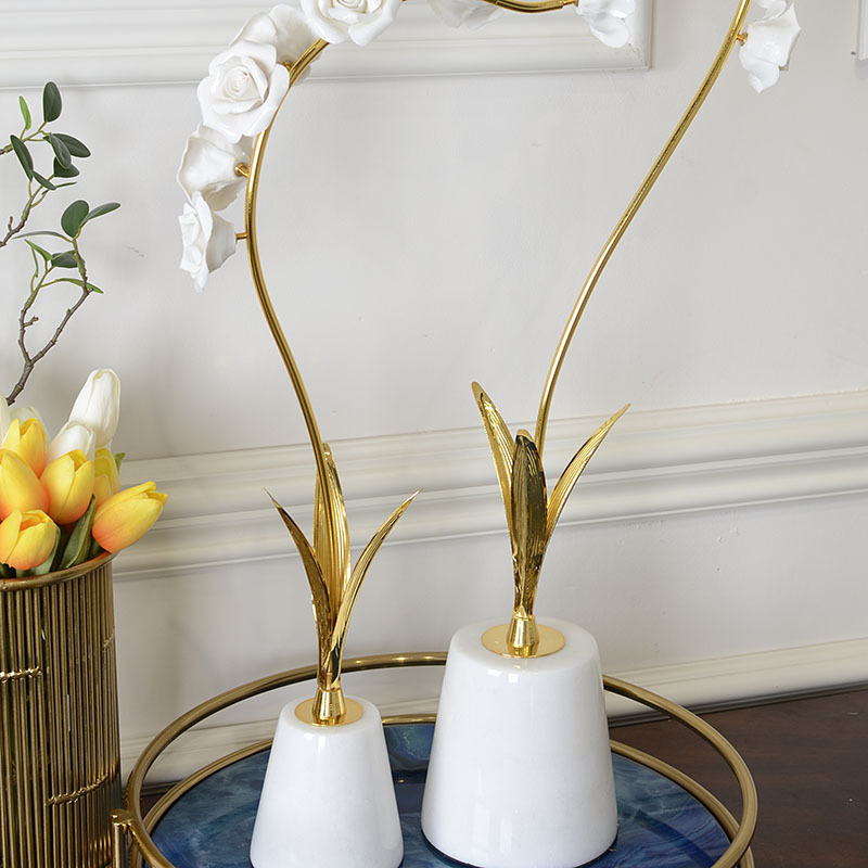 欧式时尚大理石客厅玄关摆件 金属工艺品精致家居样板房书房软装饰品 现代简约工艺品摆设详情2