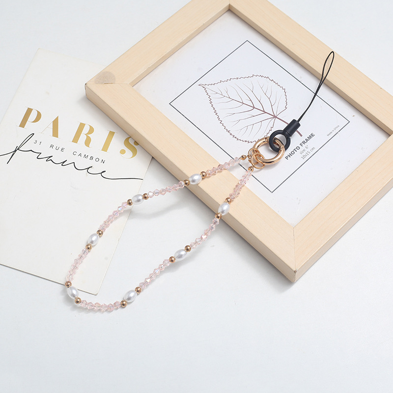 串珠水晶珍珠手机链手机壳挂绳挂件防丢手腕带合金扣批发仙女风详情6