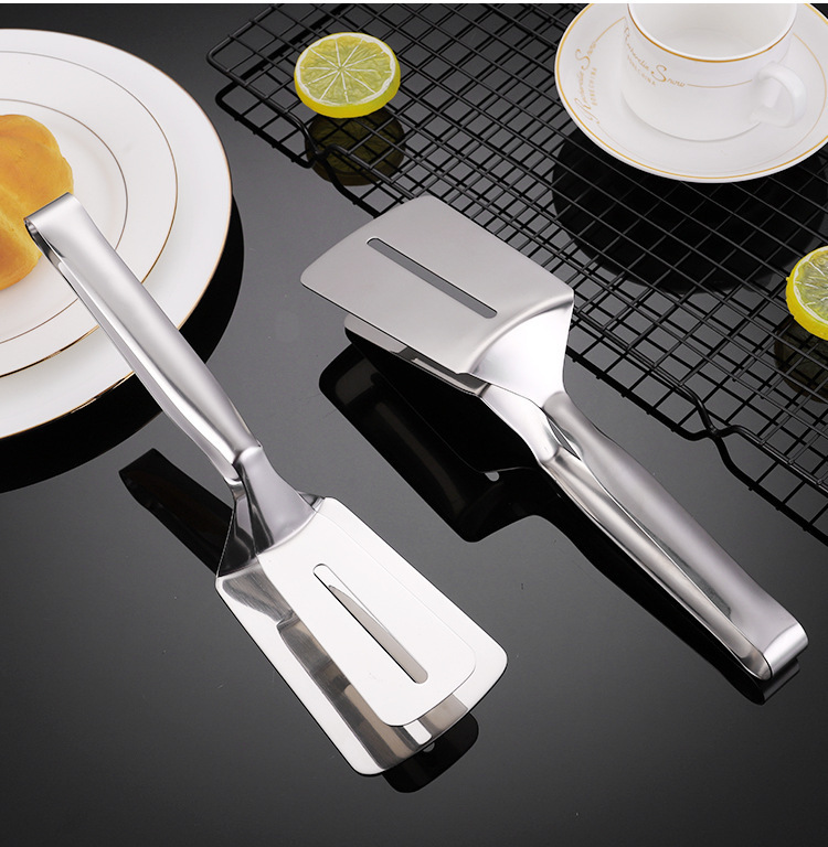 304 stainless steel food tongs, steak tongs, food barbecue tongs, kitchen bread tongs, hand-held pancake spatulas, thickened pic 15