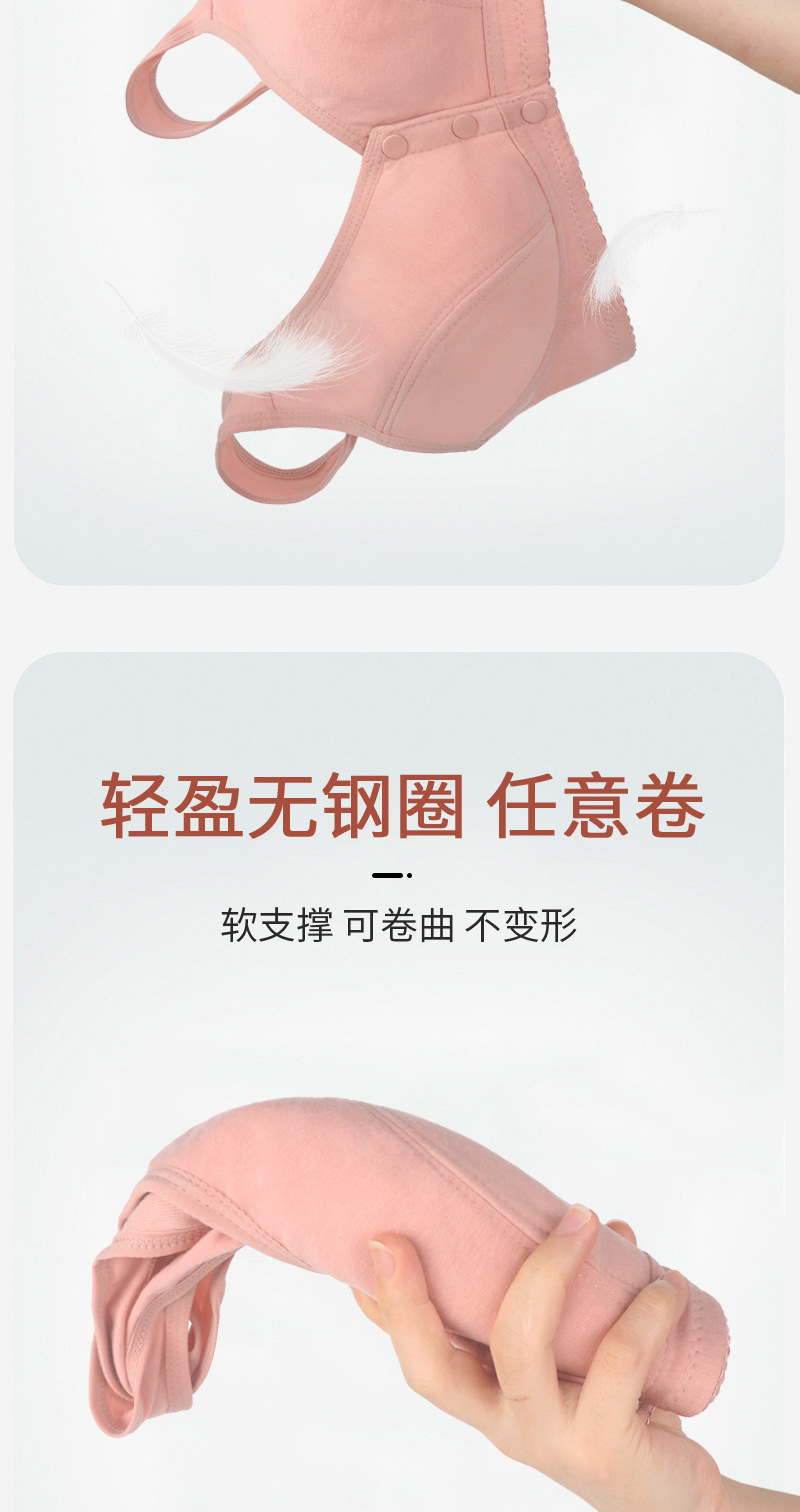 新款光面前扣女内衣薄款妈妈软棉女士背心式中老年无钢圈大码文胸详情8