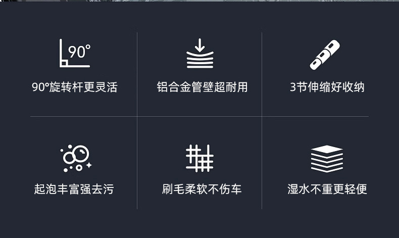 Car wash mop, telescopic bent rod, special car mop, anti-injury car wash brush, cleaning tool, car cleaning wonder pic 3