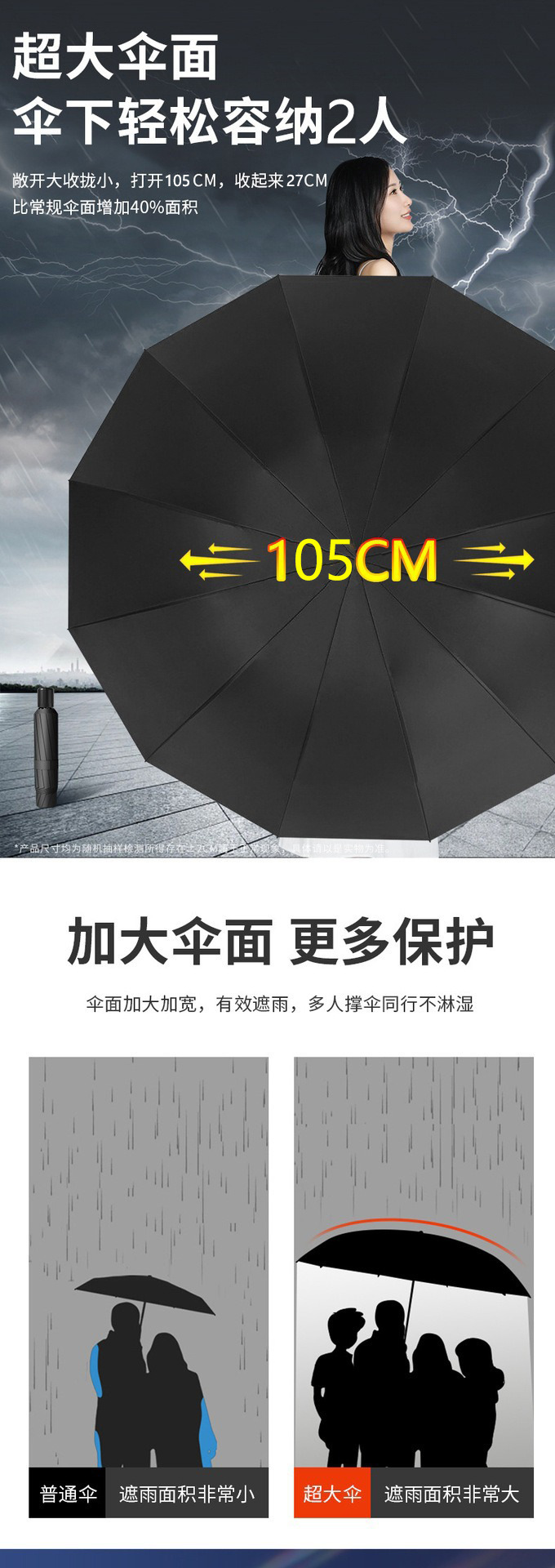 双人雨伞商务简约加大雨伞折叠伞高级感晴雨两用遮阳伞防晒太阳伞详情5