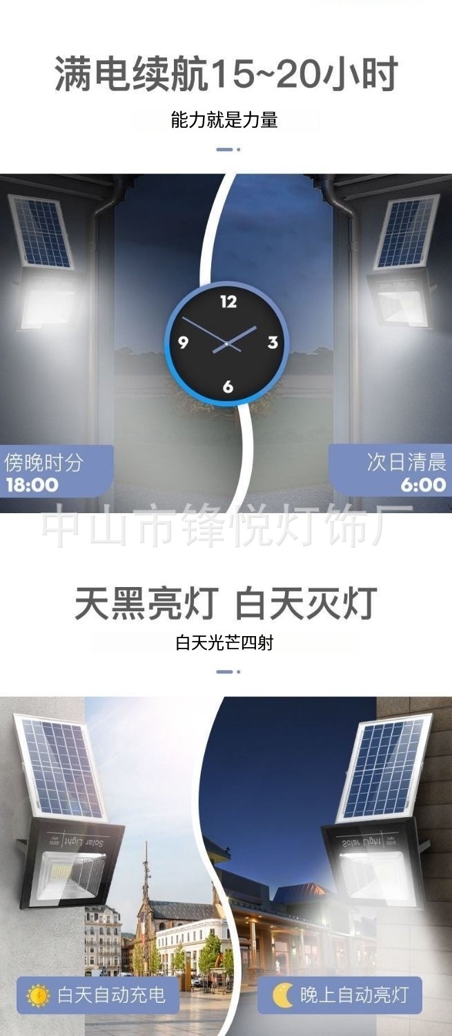 太阳能灯家用户外庭院灯新农村led大功率投光灯超亮防水详情8