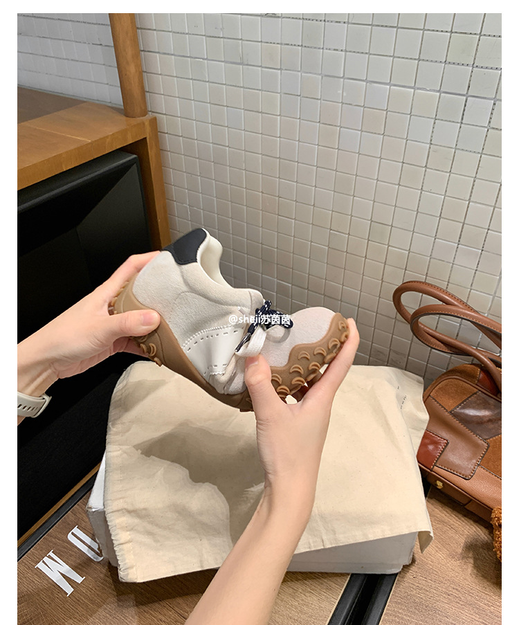 2025秋冬新款8cm内增高月牙厚底鸳鸯鞋带运动休闲小白鞋女德训鞋详情23