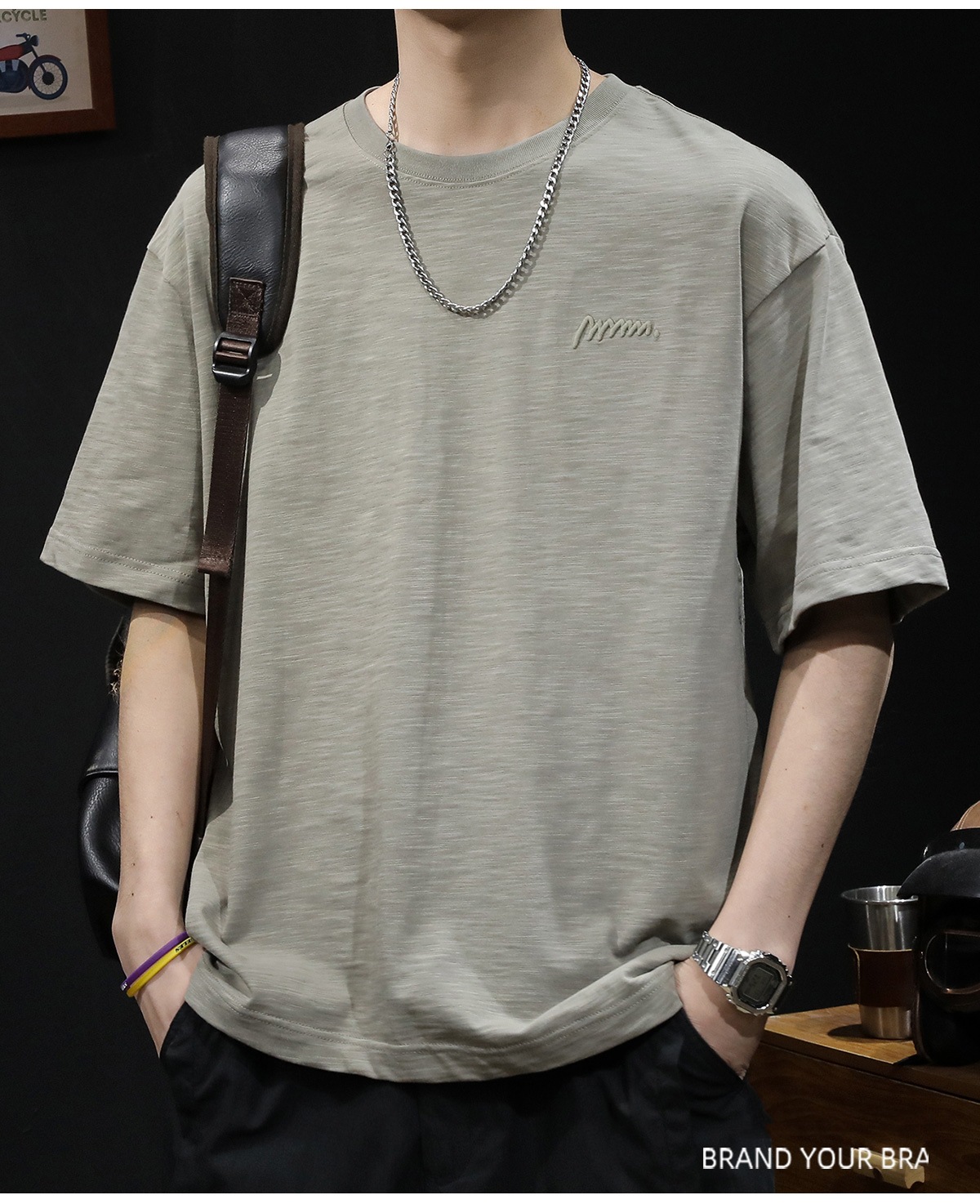 竹节纯棉短袖t恤男士夏季衣服2025新款半袖大码潮牌刺绣休闲体恤详情18