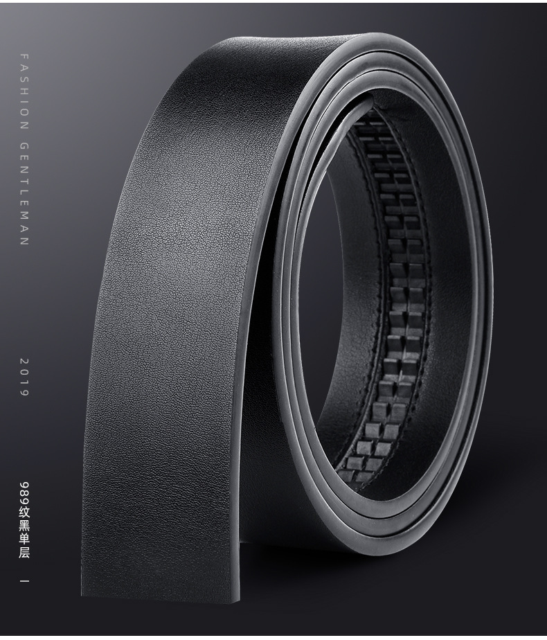 男士真牛皮自动扣腰带商务休闲裤带青年无头皮带条3.5cm服装配饰详情14