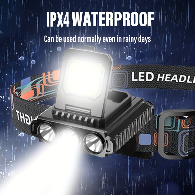 New cross-border hand-waving charging sensor headlamp, USB charging long-range headlamp, COB outdoor lighting, night fishing lamp pic 6