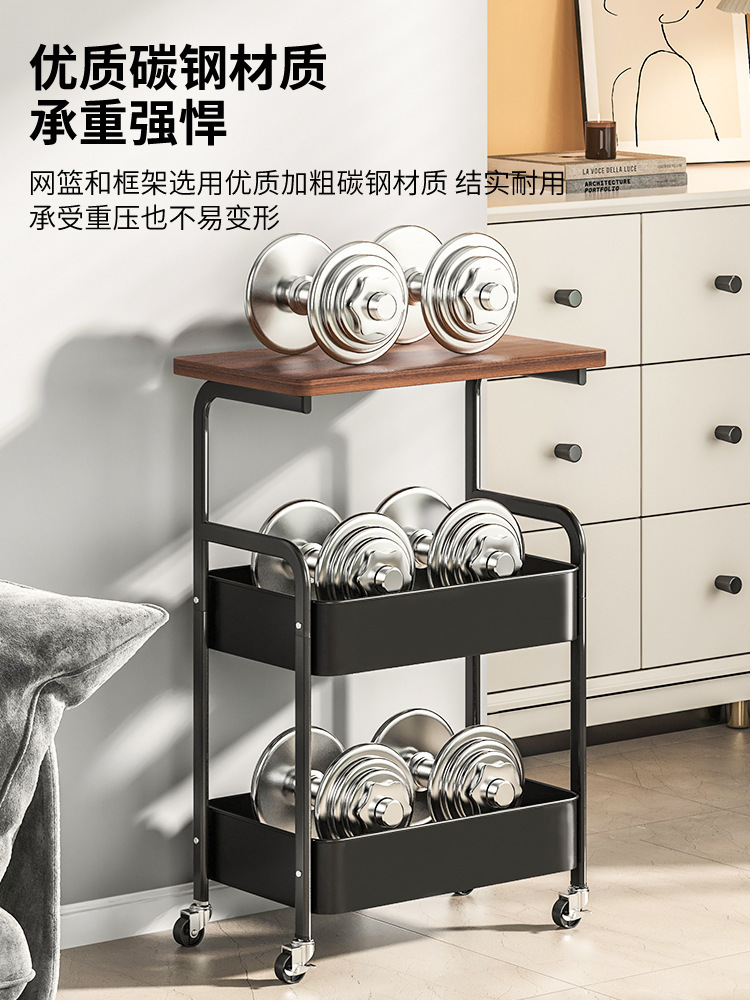 厨房置物架多层桌面可移动办公室收纳小推车带桌板卧室铁艺零食架详情5