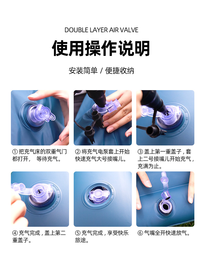 工厂跨境车载充气床轿车后排汽车充气床垫家用波浪纹车载充气床详情20