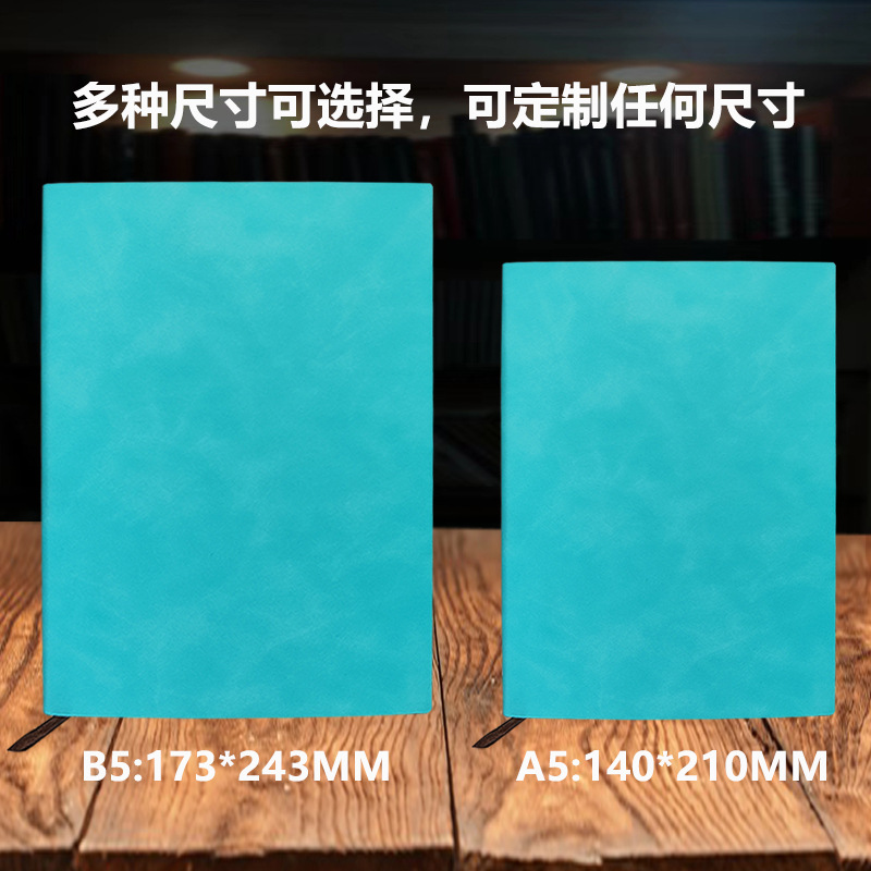 Wholesale a5 business office notebooks, b5 thickened meeting soft leather horizontal line work notebooks that can be printed with logos pic 4