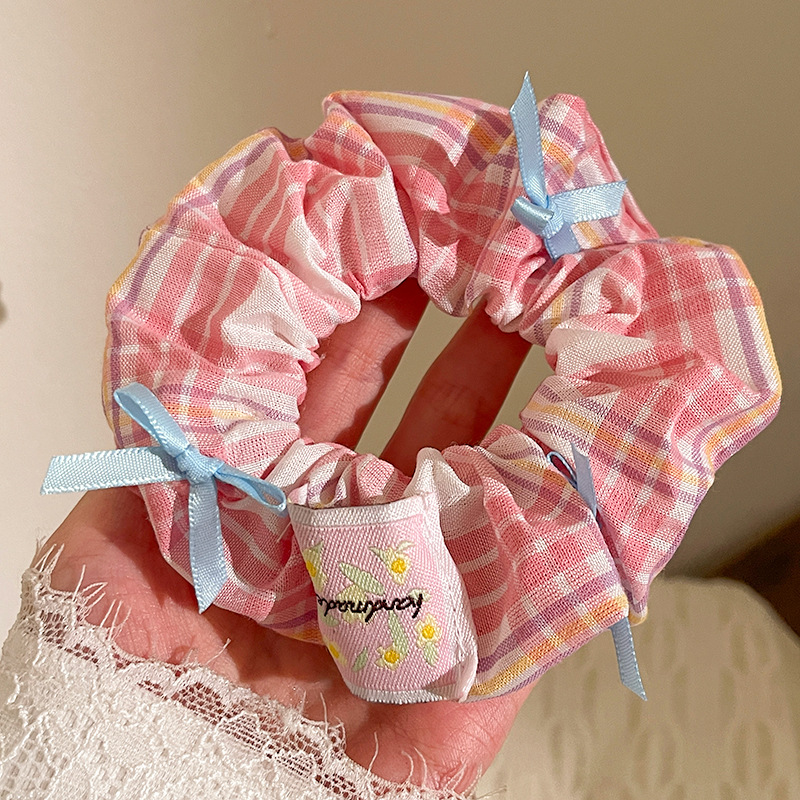 甜美清新蝴蝶结韩系大肠发圈蕾丝花边新款马尾发绳少女心头绳发饰详情11