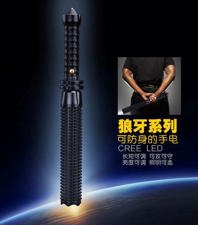 多功能LED  强光远射手电筒 户外充电应急照明灯巡逻  狼牙棒手详情1