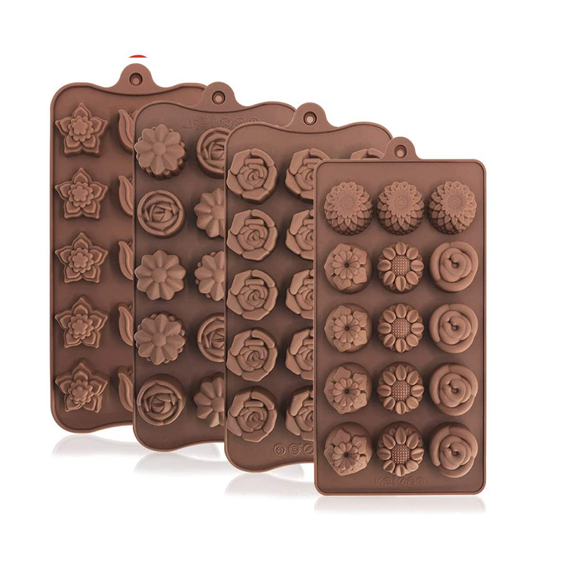 New flower-shaped chocolate silicone mold set, tulip cookie gummy diy mold, cake baking mold pic 17