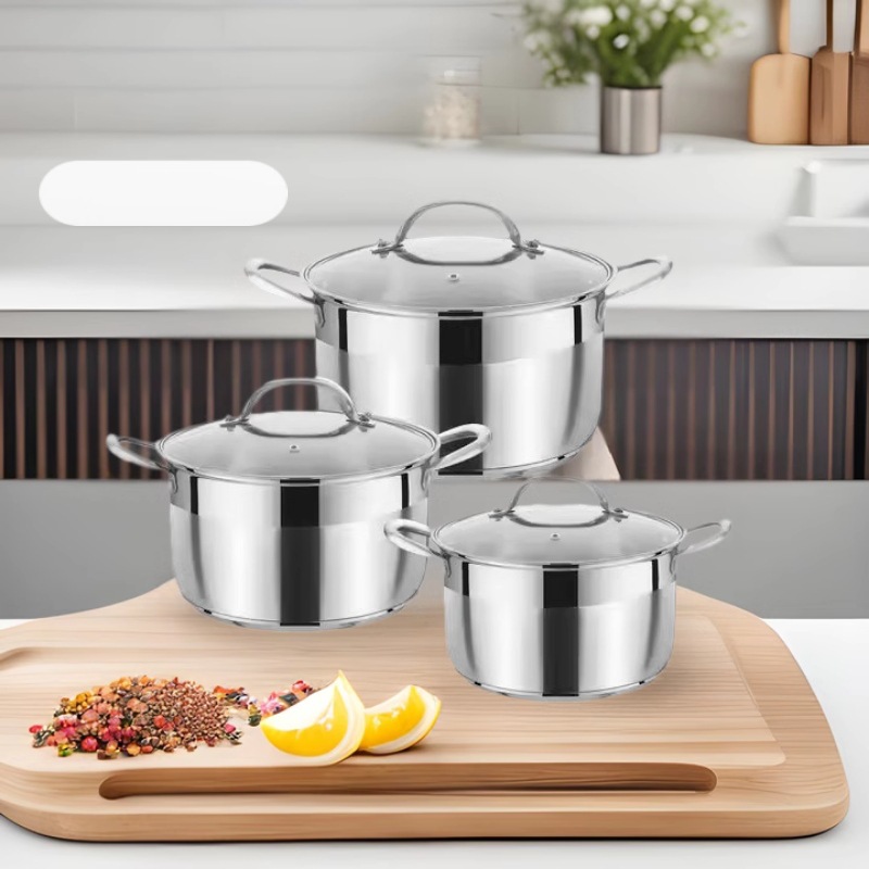 跨境加厚不锈钢套锅奶锅汤锅煎锅带件套厨房烹饪锅具套装详情2