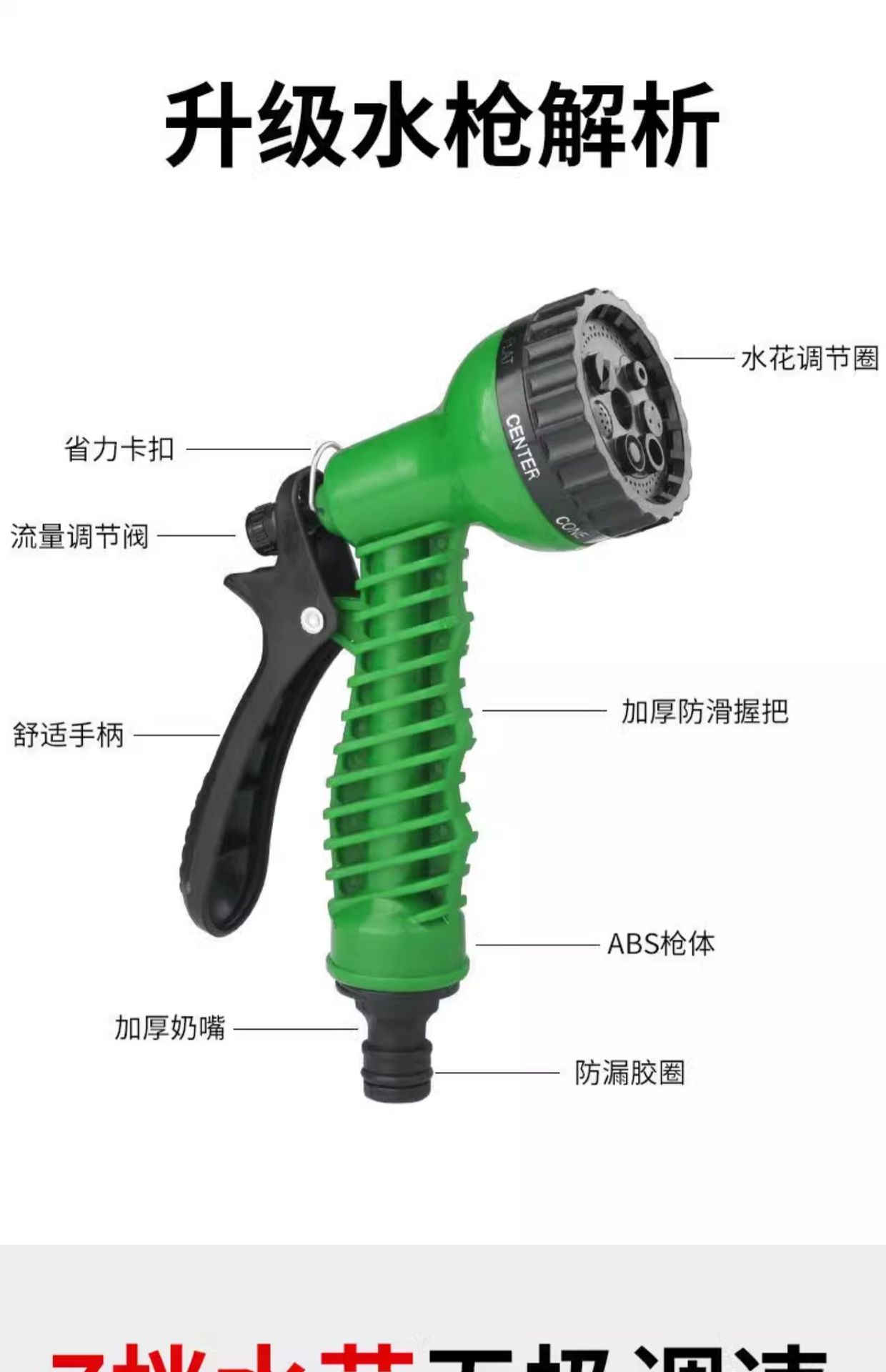 跨境专供洗车水枪套装花园洒水浇花三倍伸缩水管家用农用水枪套装详情6