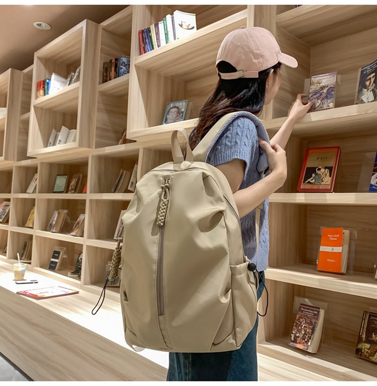 双肩包男士高级感大容量简约书包女大学生旅行背包纯色休闲批发详情15