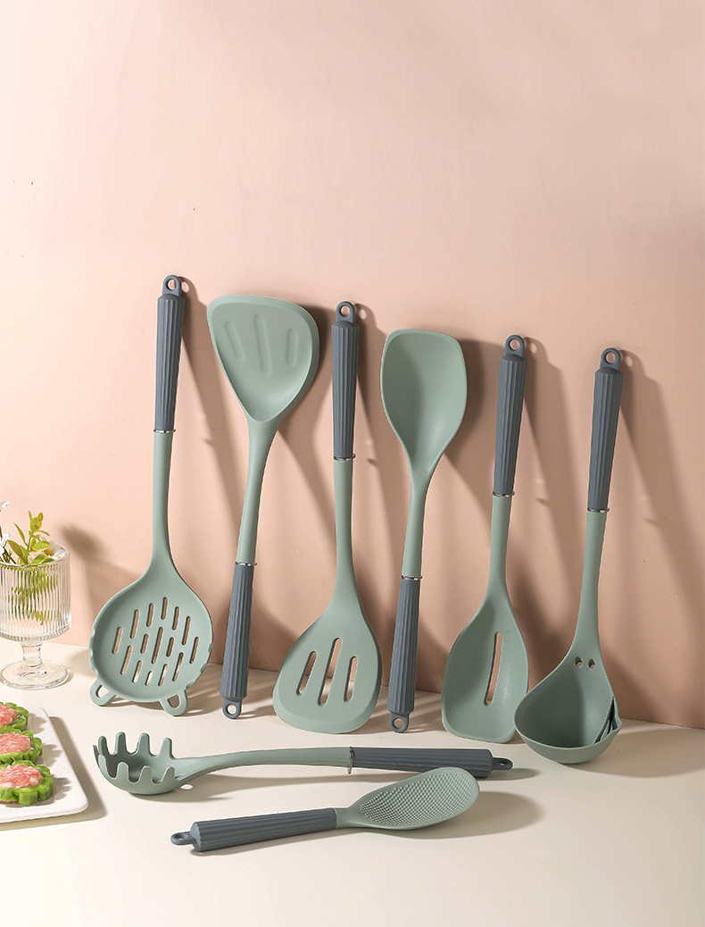 Silicone spatula and soup spoon 8-piece set, non-stick silicone spatula, high-temperature resistant silicone kitchenware set in stock for wholesale pic 4