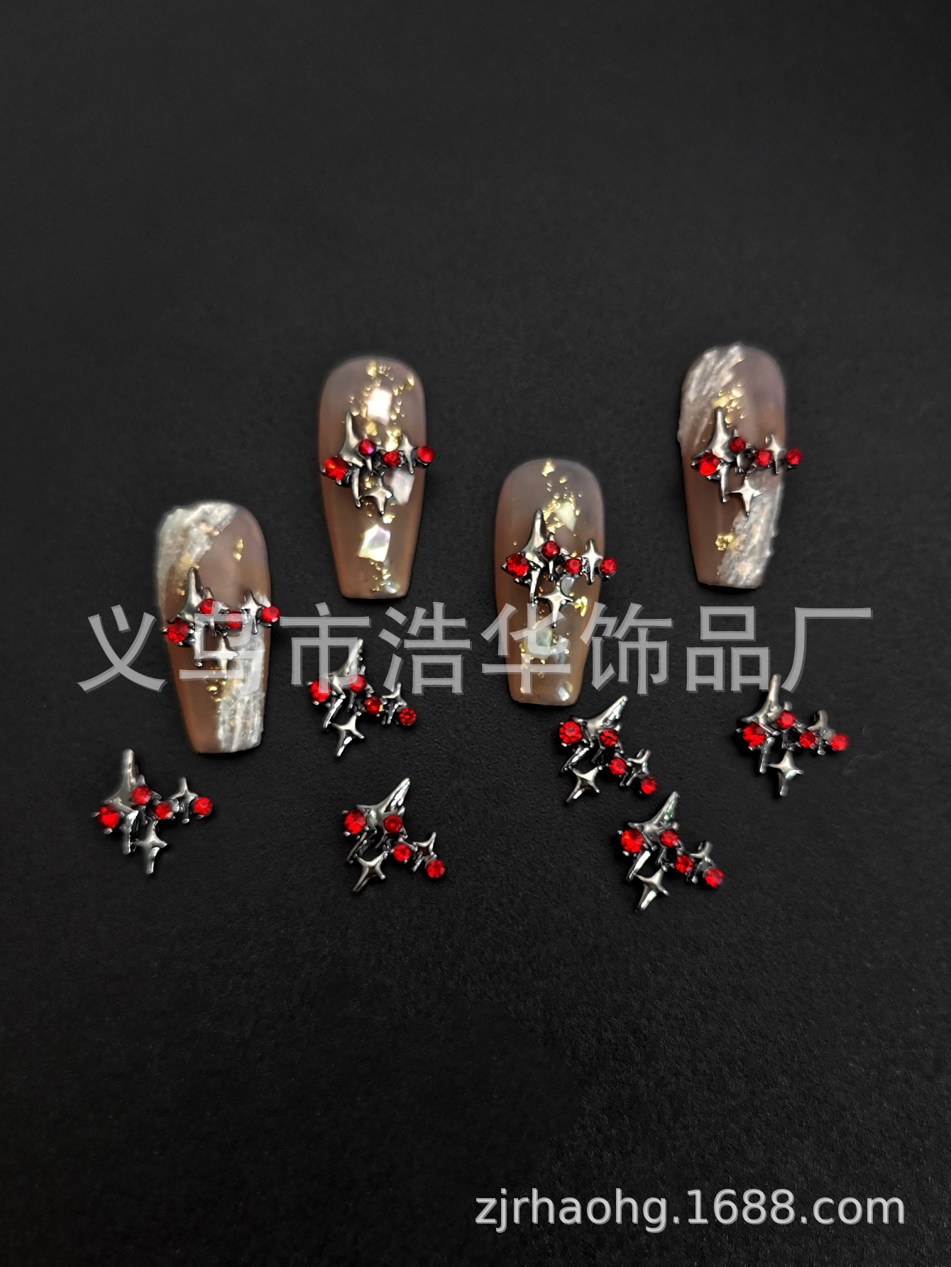 Punk-style Halloween cross alloy nail accessories, star moon heart-shaped nail accessories, nail drill wholesale pic 6