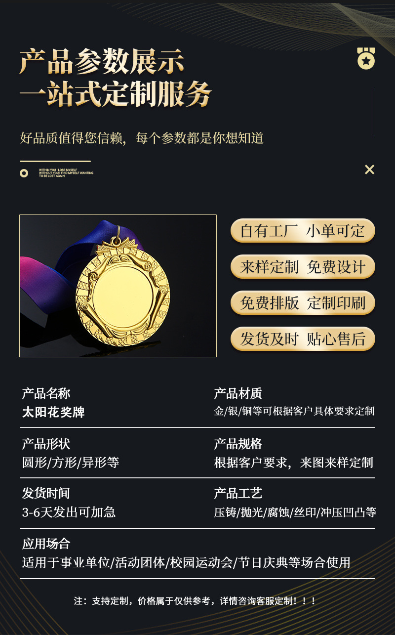 厂家定制金属奖牌马拉松比赛烤漆运动会荣誉挂牌跆拳道金属奖牌详情3