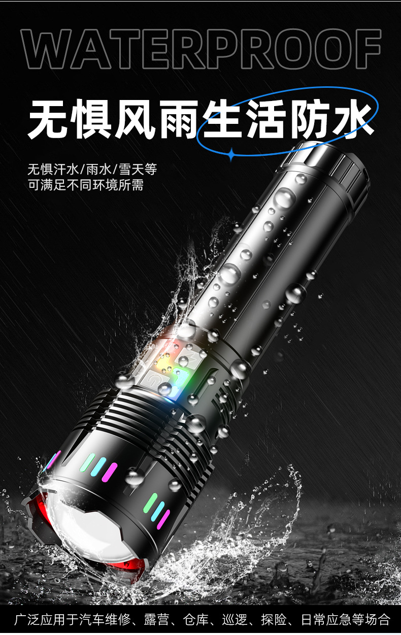 New custom aluminum alloy flashlight, high-intensity laser gun, long-lasting zoom, rechargeable lighting fixture, laser lamp for special use pic 8