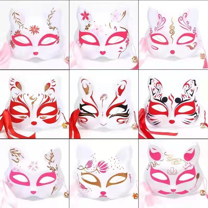 狐狸面具鬼灭之刃狐狸面具抖音同款二次元火影萤彩绘狐狸半脸面具详情6