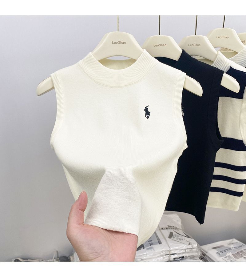 复古优雅高端半高领工字背心女2024春夏新款时尚气质内搭打底上衣详情11