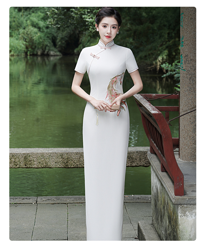 New Chinese trend waist-cinching artistic performance cheongsam fresh girl improved Chinese style long elegant cheongsam 鸾凤 harmony pic 9