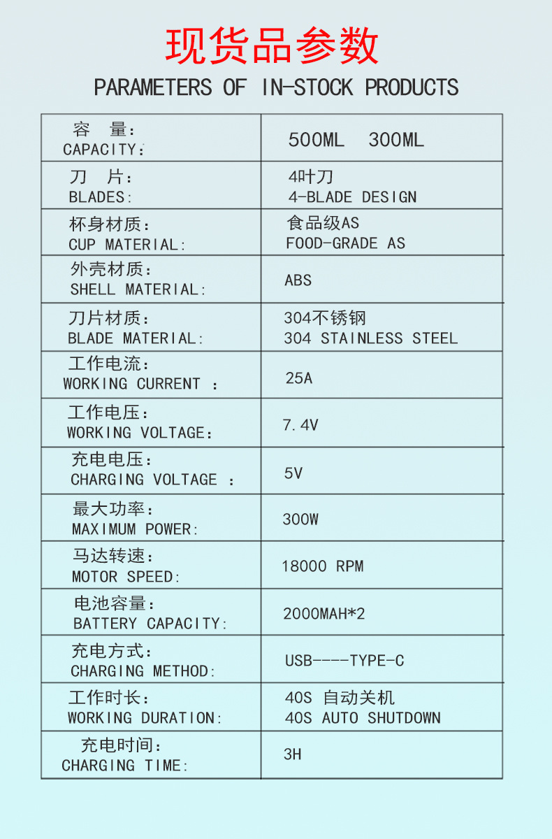 电动果汁机水果鲜炸汁榨汁机家用便携式果汁杯碎沙冰充电便携现榨详情4