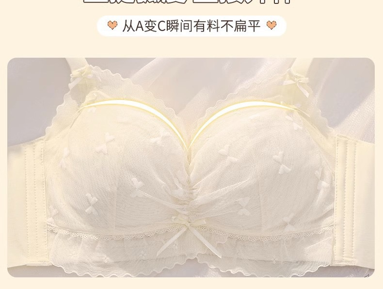 内衣女士小胸聚拢显大调整型无钢圈收副乳防下垂蕾丝夏薄款舒适详情13