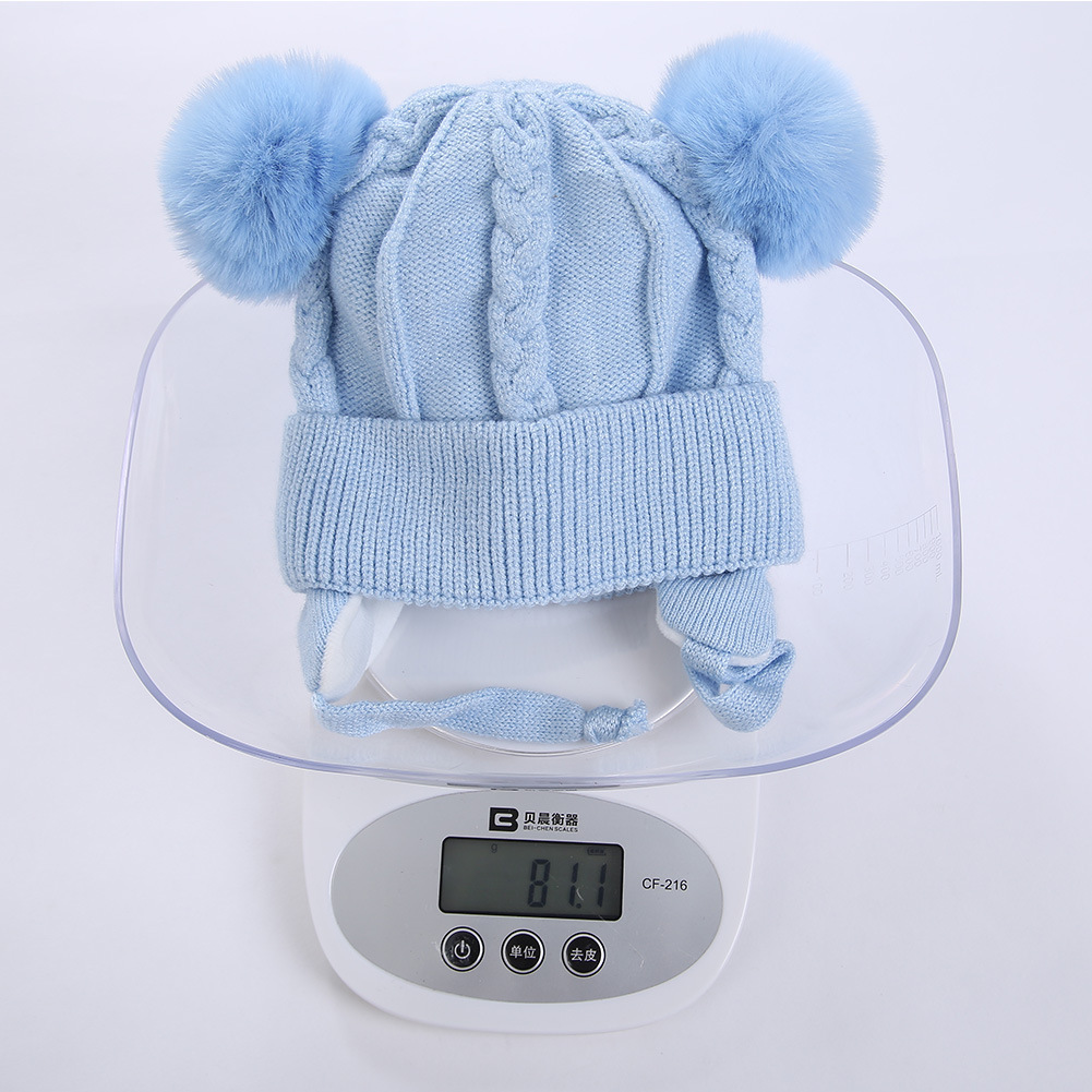 跨境新款秋冬儿童护耳帽加绒针织套头帽宝宝保暖帽子婴儿毛线帽详情10