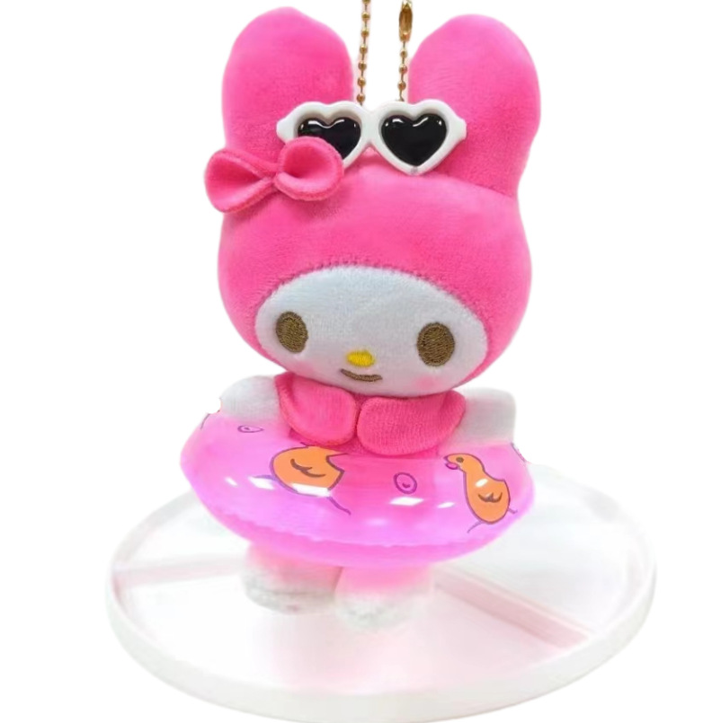 爆款眼镜泳圈KT猫毛绒公仔4寸背包小挂件夏威夷KT 库洛米玩偶礼品详情4