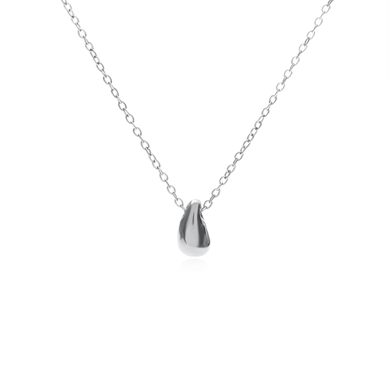 Korean simple water drop pendant titanium steel necklace for women, a niche European and American light luxury high-end feel, a trendy collarbone chain accessory pic 2