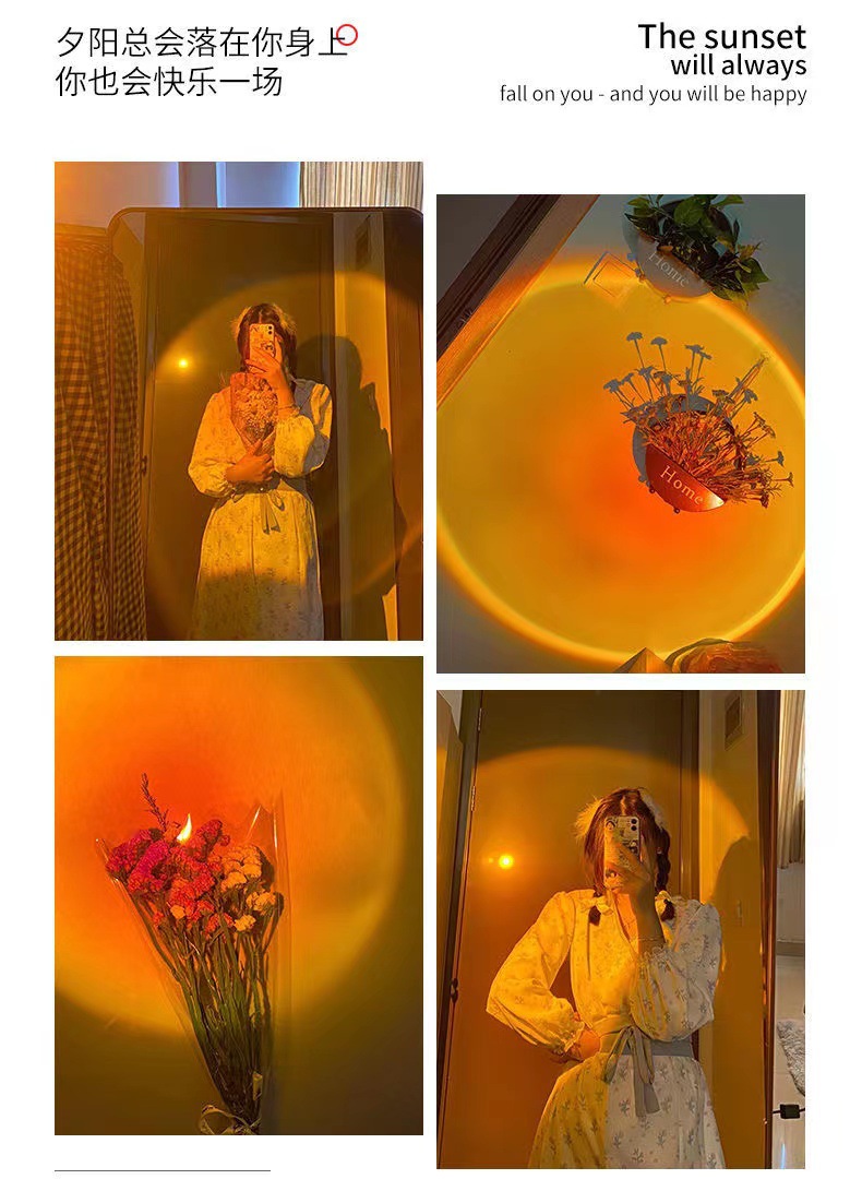 Seven-color sunset light, sunset light atmosphere, ins appearance, horizontal bedroom voice, sunset light, photo complementary color, artistic projection light pic 17
