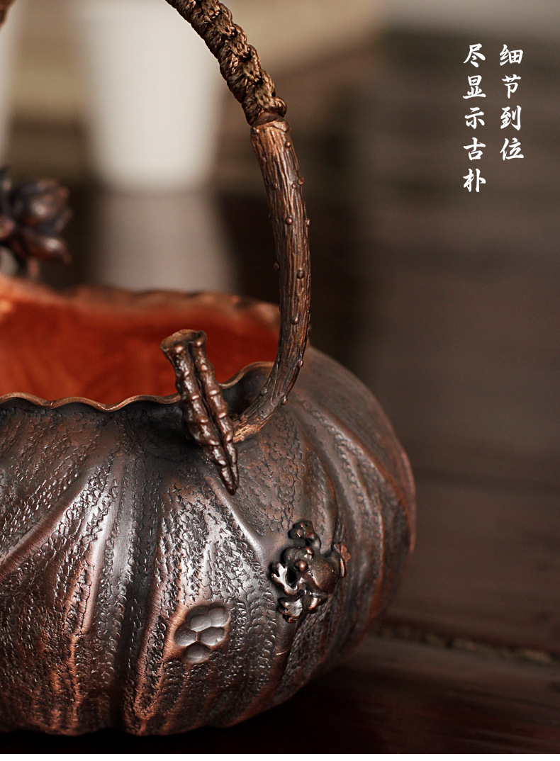 Hand-held wooden handle fair cup, retro purple copper Gongfu tea dispenser, handcrafted tea sea, tea ceremony accessories, large quantity and favorable price pic 5